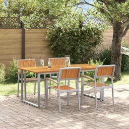 ZESTAW DO JEDZENIA W OGRODZIE 5 ELEMENTÓW SZARY ALUMINIUM I LITE DREWNO AKACJOWE