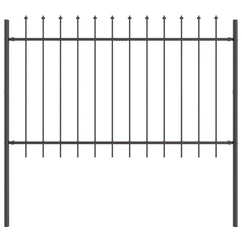 OGRODOWY PŁOT Z SZPICZASTYM ZAKOŃCZENIEM - SZARY - 13,6X 0,8M - STAL
