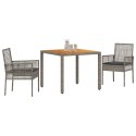 3-CZĘŚCIOWY ZESTAW JADALNY NA OGRODZIE Z PODUSZKAMI SZARY POLIRATTAN
