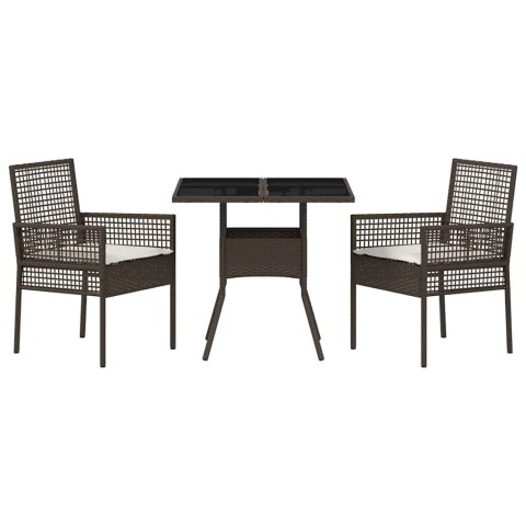 3-CZĘŚCIOWY ZESTAW DO JADALNI W OGRODZIE BRĄZOWY POLIRATTAN