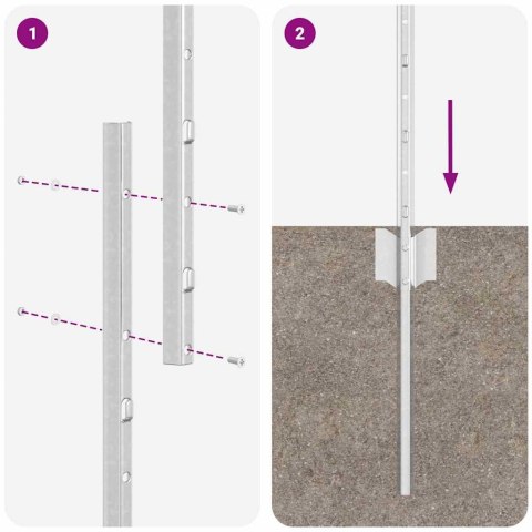 SŁUPKI OGRODZENIOWE 44 PCS SREBRNY 50X 1.4M