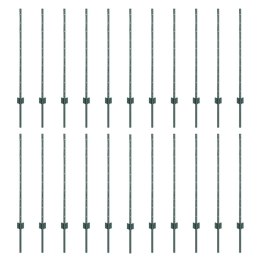 SREBRNE SŁUPKI OGRODZENIOWE 22 PCS ZIELONY 50X 1M METAL