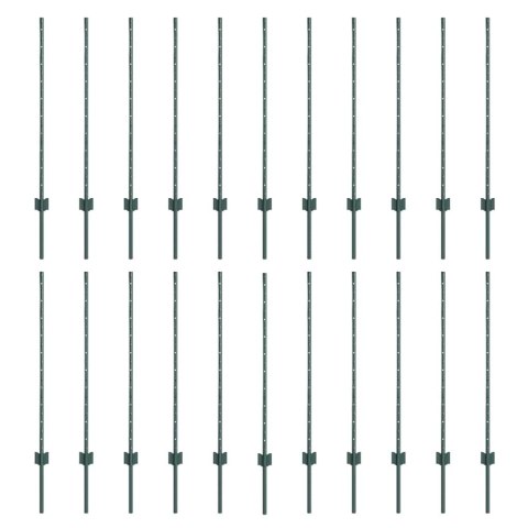 SREBRNE SŁUPKI OGRODZENIOWE 22 PCS ZIELONY 50X 1M METAL