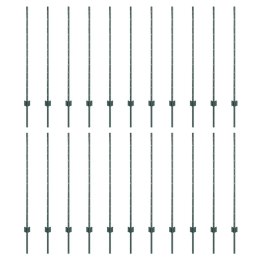 SREBRNE SŁUPKI OGRODZENIOWE 22 PCS ZIELONY DUŻY METAL