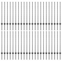 SREBRNE SŁUPKI OGRODZENIOWE 44 PCS SZARY 100X 1M STAL