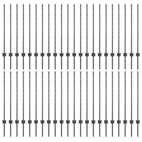 SREBRNE SŁUPKI OGRODZENIOWE 44 PCS SZARY 100X 1M STAL