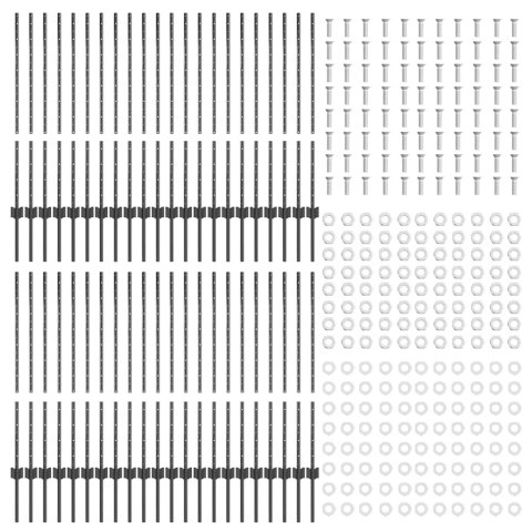 SREBRNE SŁUPKI OGRODZENIOWE 44 PCS SZARY 100X 1M STAL