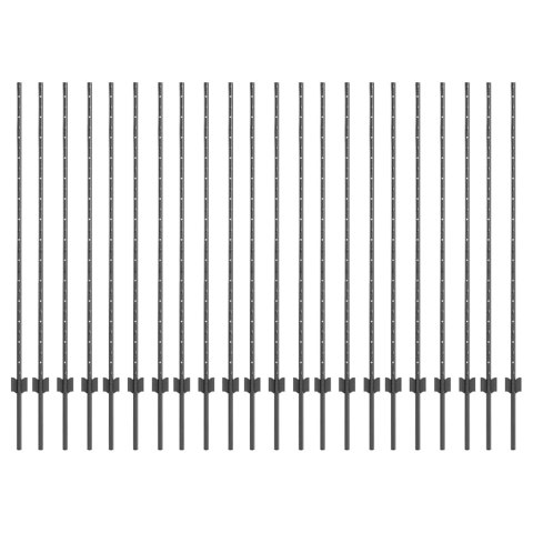 SREBRNE SŁUPKI OGRODZENIOWE 44 PCS SZARY 140CM METAL