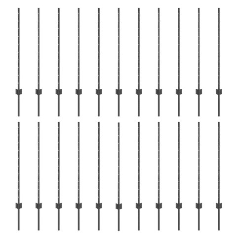 SREBRNE SŁUPKI OGRODZENIOWE 44 PCS SZARY WYSOKOŚĆ 1M. METAL