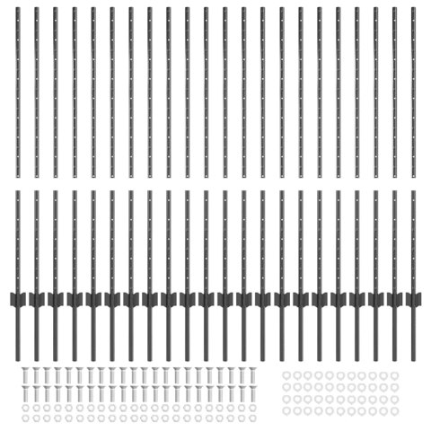 SREBRNE SŁUPKI OGRODZENIOWE 44 PCS SZARY WYSOKOŚĆ 150CM. METAL
