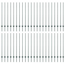 SREBRNE SŁUPKI OGRODZENIOWE 44 PCS ZIELONY 100X 1.4M METAL