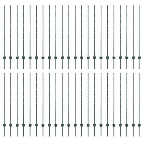 SREBRNE SŁUPKI OGRODZENIOWE 44 PCS ZIELONY 100X 1.4M METAL