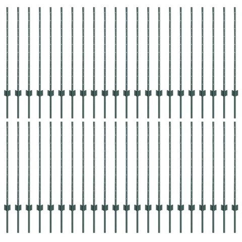 SREBRNE SŁUPKI OGRODZENIOWE 44 PCS ZIELONY 100X 1M