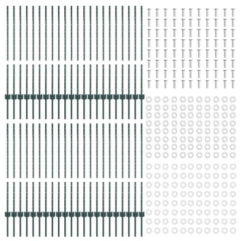 SREBRNE SŁUPKI OGRODZENIOWE 44 PCS ZIELONY 100X 1M