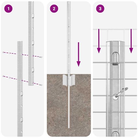 OGRODZENIE Z DRUTU SPAWANEGO Z 44 SŁUPAMI U SREBRNE 1X50M STAL