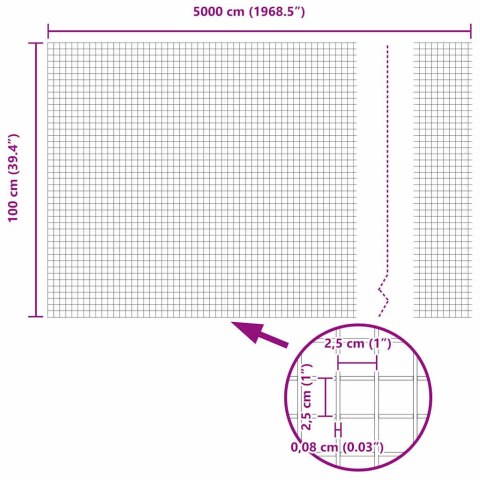 OGRODZENIE Z DRUTU SPAWANEGO Z 44 SŁUPAMI U SREBRNE 1X50M STAL