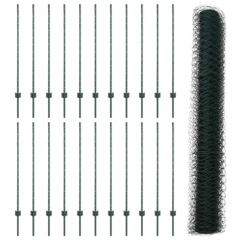 SŁUPY OGRODZENIOWE 11 SZTUK U-CHANNEL ZIELONY 120CM STAL