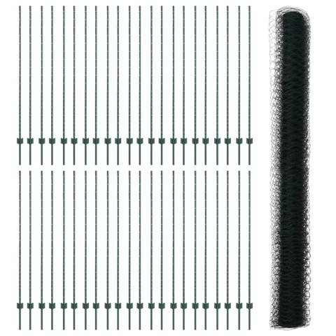 SŁUPKI OGRODZENIOWE 11 SZTUK U-CHANNEL ZIELONY 160CM STAL