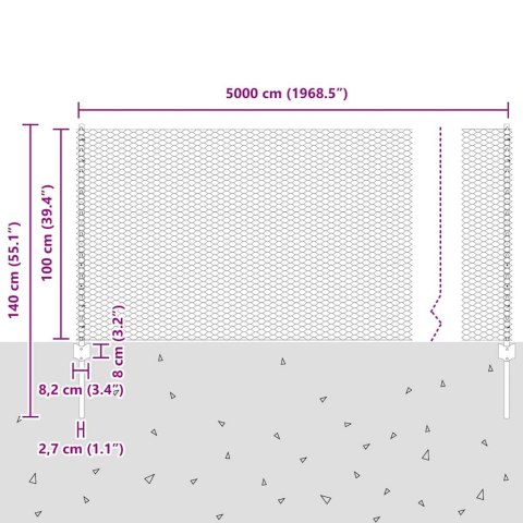 SŁUPKI OGRODZENIOWE 22 SZT U-CHANNEL SZARY 100CM STAL