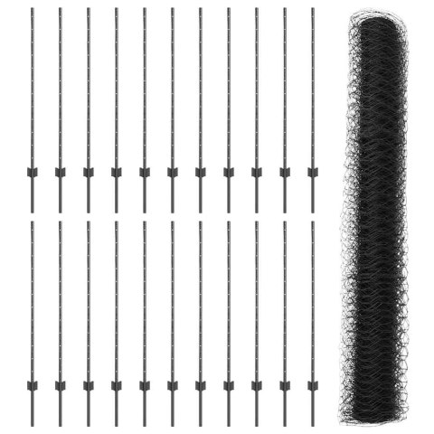 SŁUPKI OGRODZENIOWE 22 SZT. U-CHANNEL SZARY 120CM STAL