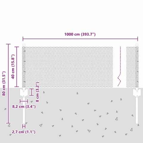 SŁUPKI OGRODZENIOWE 5 SZT. U-CHANNEL SZARY 40CM STAL