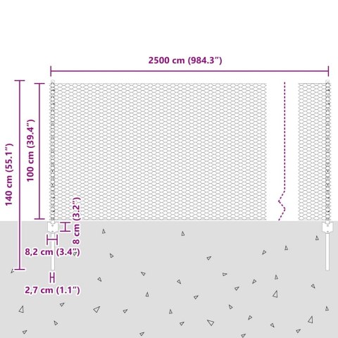 ZESTAW OGRODZENIA Z STALI OCYNKOWANEJ 2 ZESTAWY SZARY