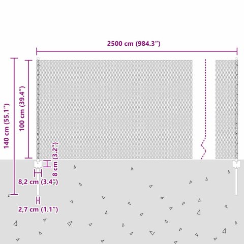 ZESTAW OGRODZENIA ZESTAW 2 SZARY METAL 25X 1M TRWAŁE