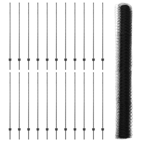 SŁUPKI OGRODZENIOWE 22 SZT U-CHANNEL SZARY 150CM STAL