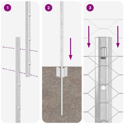 22 SZT. SŁUPKI OGRODZENIOWE U-CHANNEL 140CM STAL OCYNKOWANA