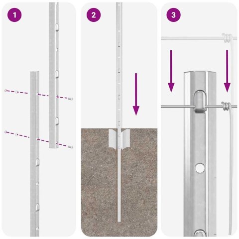 22 SZTUKI SŁUPKÓW OGRODZENIOWYCH U-CHANNEL 100CM ZE STALI OCYNKOWANEJ