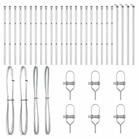 SŁUPKI OGRODZENIOWE 26 SZT. Ø32MM 80CM STAL OCYNKOWANA