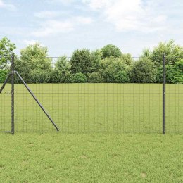 SŁUPKI OGRODZENIOWE 26 SZT. SZARE Ø32MM 150CM STAL OCYNKOWANA