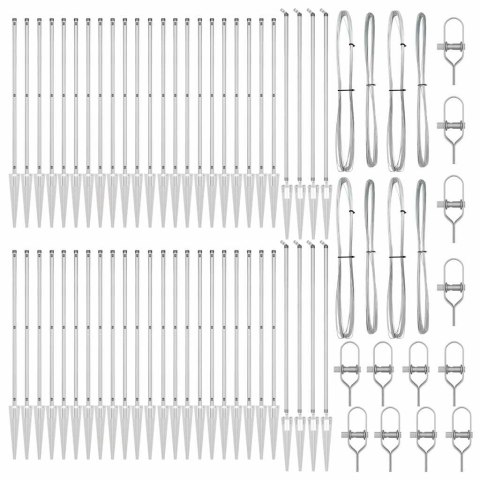 SŁUPKI OGRODZENIOWE Z KOLCEM 52 SZT. Ø32MM 170CM STAL OCYNKOWANA