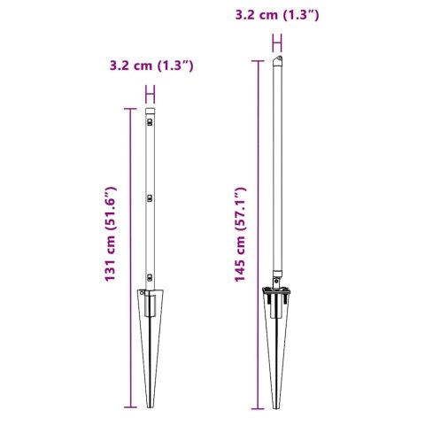 SŁUPKI OGRODZENIOWE Z KOLCEM 52 SZTUKI Ø32MM 100CM STAL OCYNKOWANA