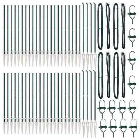 SŁUPKI OGRODZENIOWE Z OSTROGĄ 52 SZT. Ø32MM 180CM STAL OCYNKOWANA