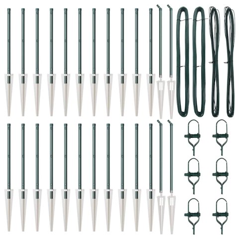 SŁUPKI OGRODZENIOWE Z OSTRYM KOŃCEM 26 SZT. Ø32MM 120CM ZE STALI OCYNKOWANEJ