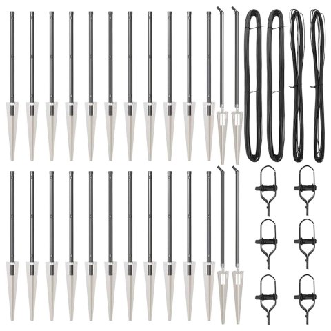 SŁUPKI OGRODZENIOWE Z OSTRZEM 26 SZT. Ø32MM 120CM STAL OCYNKOWANA