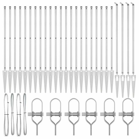 SŁUPKI OGRODZENIOWE Z OSTRZEM 26 SZT. Ø32MM 140CM ZE STALI OCYNKOWANEJ