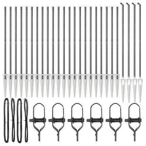 SŁUPKI OGRODZENIOWE Z OSTRZEM 26 SZT. Ø32MM 160CM STAL OCYNKOWANA