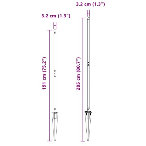 SŁUPKI OGRODZENIOWE Z OSTRZEM 26 SZT. Ø32MM 160CM STAL OCYNKOWANA