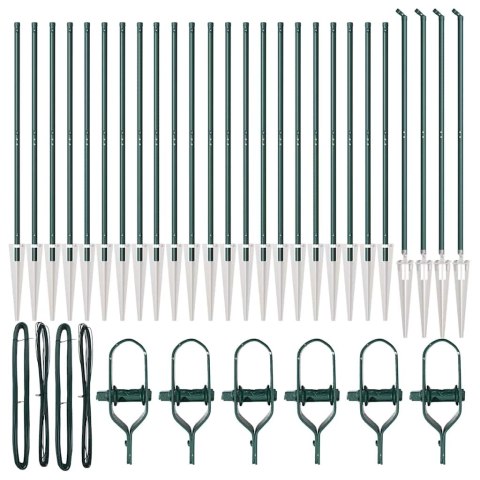 SŁUPKI OGRODZENIOWE Z SZPIKULCEM 26 SZT. Ø32MM 170CM STAL OCYNKOWANA