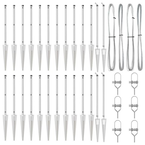 SŁUPKI OGRODZENIOWE Z WBITYM KOŃCEM 26 SZT. Ø32MM 120CM STAL OCYNKOWANA