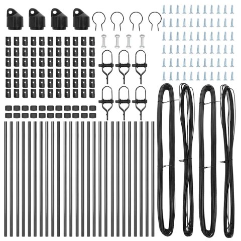 SŁUPKI OGRODZENIOWE 26 SZT. SZARY Ø32MM 80CM STAL GALWANIZOWANA