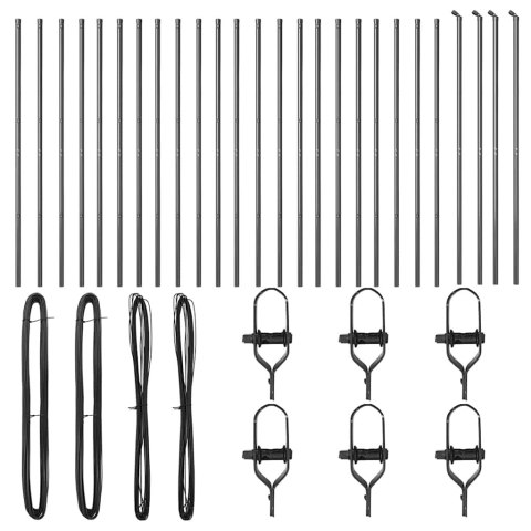 SŁUPKI OGRODZENIOWE 26 SZT. SZARE Ø32MM 190CM STAL OCYNKOWANA