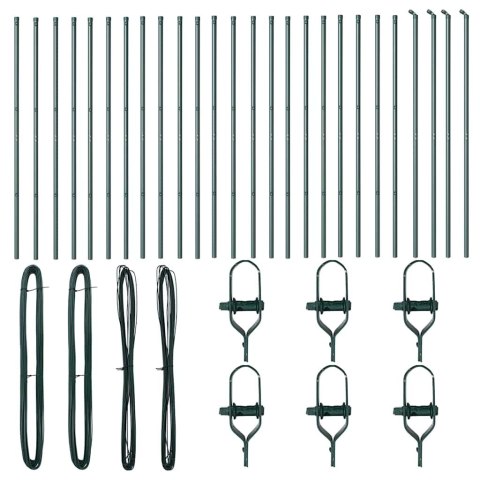 SŁUPKI OGRODZENIOWE 26 SZTUK ZIELONY Ø32MM 150CM STAL OCYNKOWANA