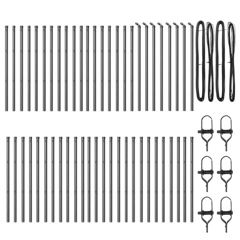 SŁUPKI OGRODZENIOWE 52 SZT. SZARE Ø32MM 100CM STAL OCYNKOWANA