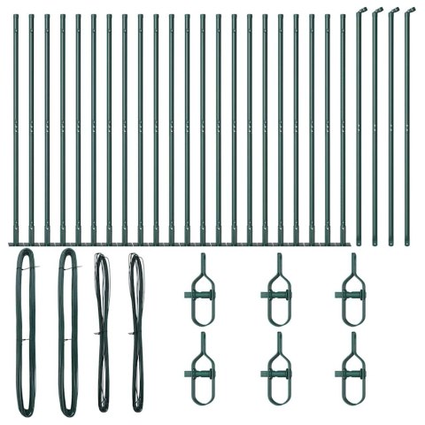 SŁUPKI OGRODZENIOWE Z PODSTAWAMI 26 SZT. Ø32MM 68,5CM ZE STALI OCYNKOWANEJ