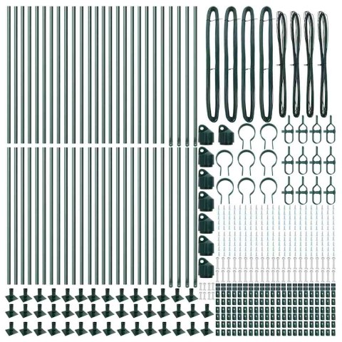 SŁUPKI OGRODZENIOWE Z PODSTAWAMI 52 SZT. Ø32MM 70CM ZE STALI OCYNKOWANEJ