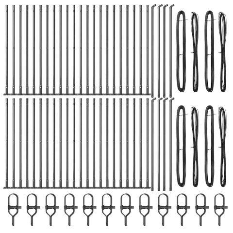 SŁUPKI OGRODZENIOWE Z PODSTAWAMI 52 SZT. Ø32MM 70CM ZE STALI OCYNKOWANEJ