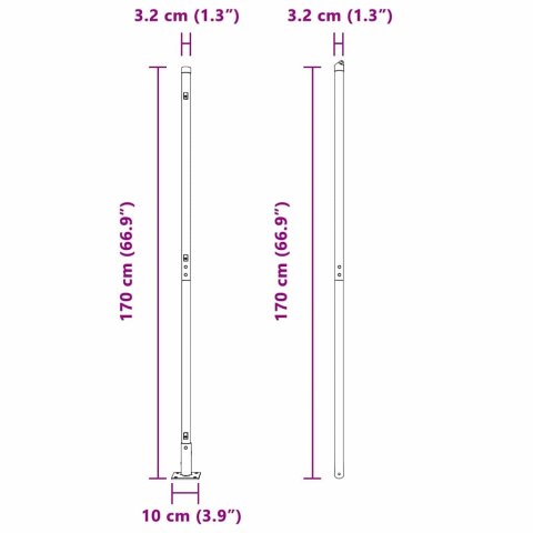SŁUPKI OGRODZENIOWE Z PODSTAWAMI 52 SZT. Ø32MM 88,5CM STAL OCYNKOWANA